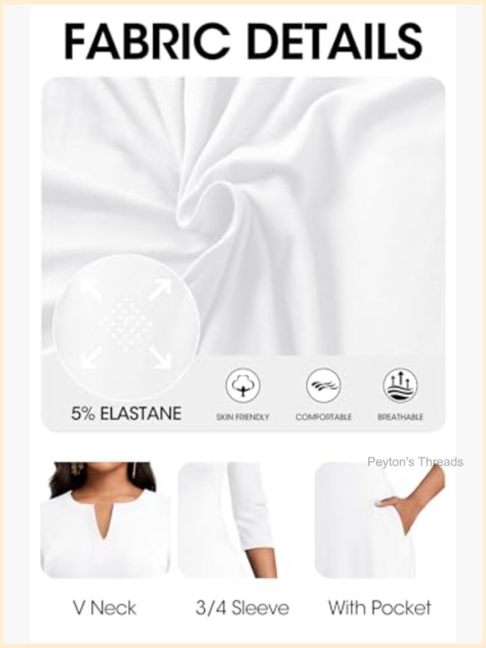 V-Neck 3/4 Sleeve Elegant Maxi Dress with Pockets Church Dresses - Picture 6 of 7